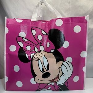 Disney Pink and White Minnie Mouse Polka Dot Large Tote Shopping Bag NWT